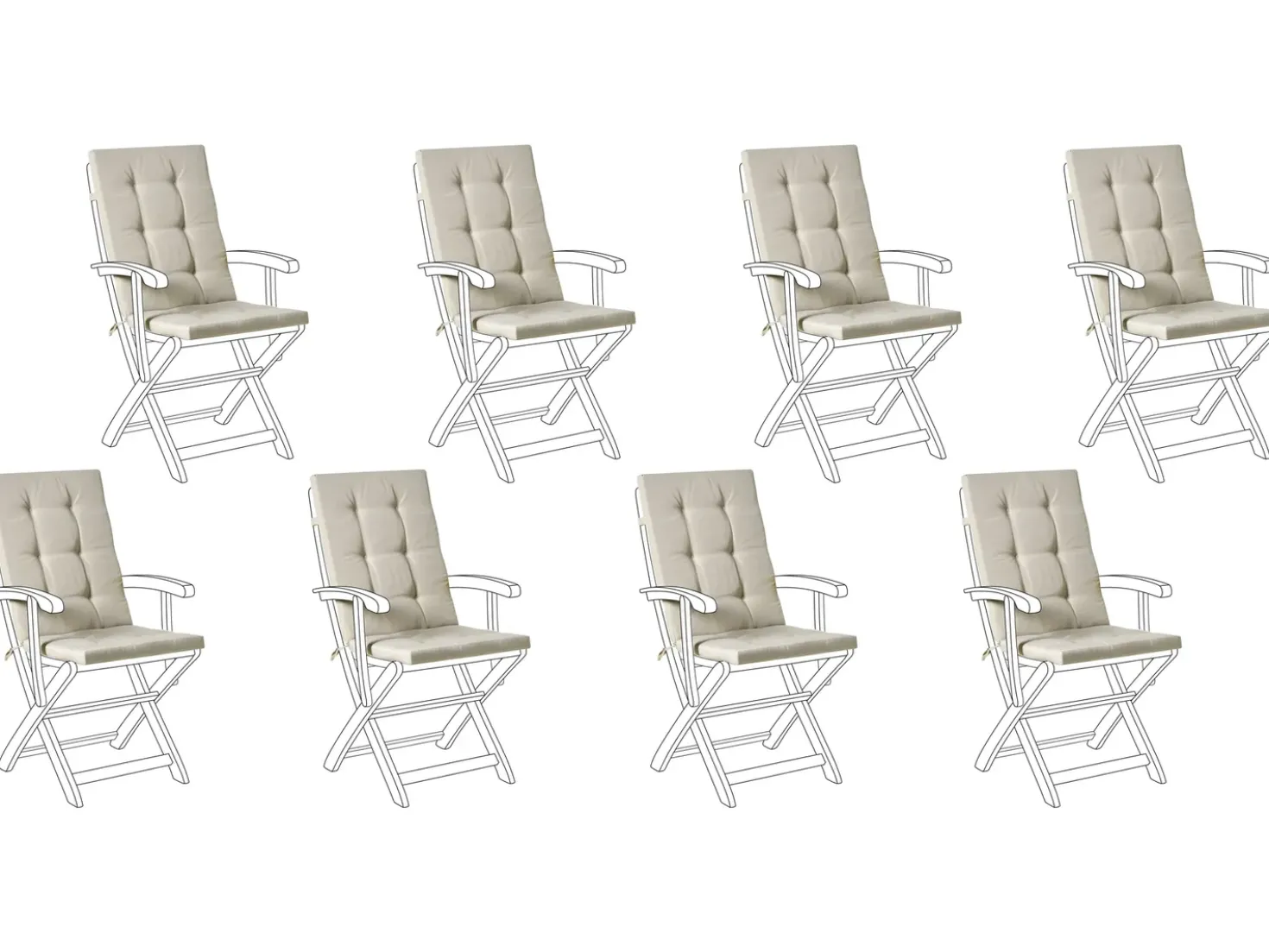 Set di 8 Cuscini Schiena/Seduta MAUI PREMIUM Tortora