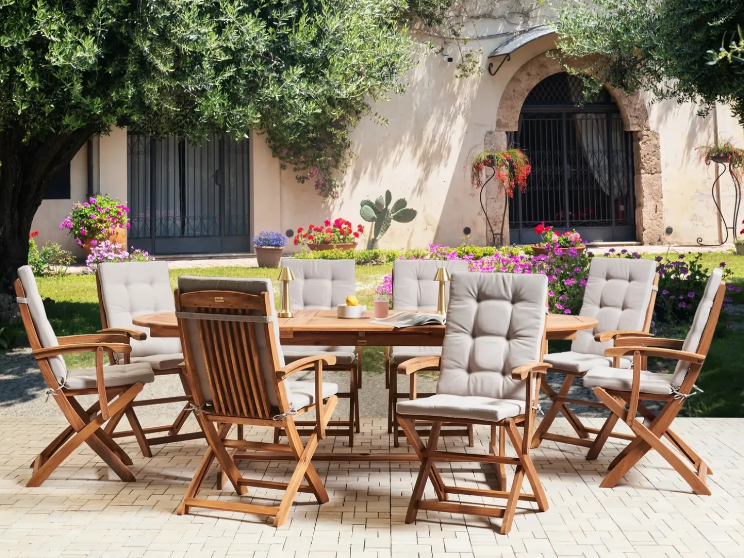 Set di 8 Cuscini Schiena/Seduta MAUI PREMIUM Tortora