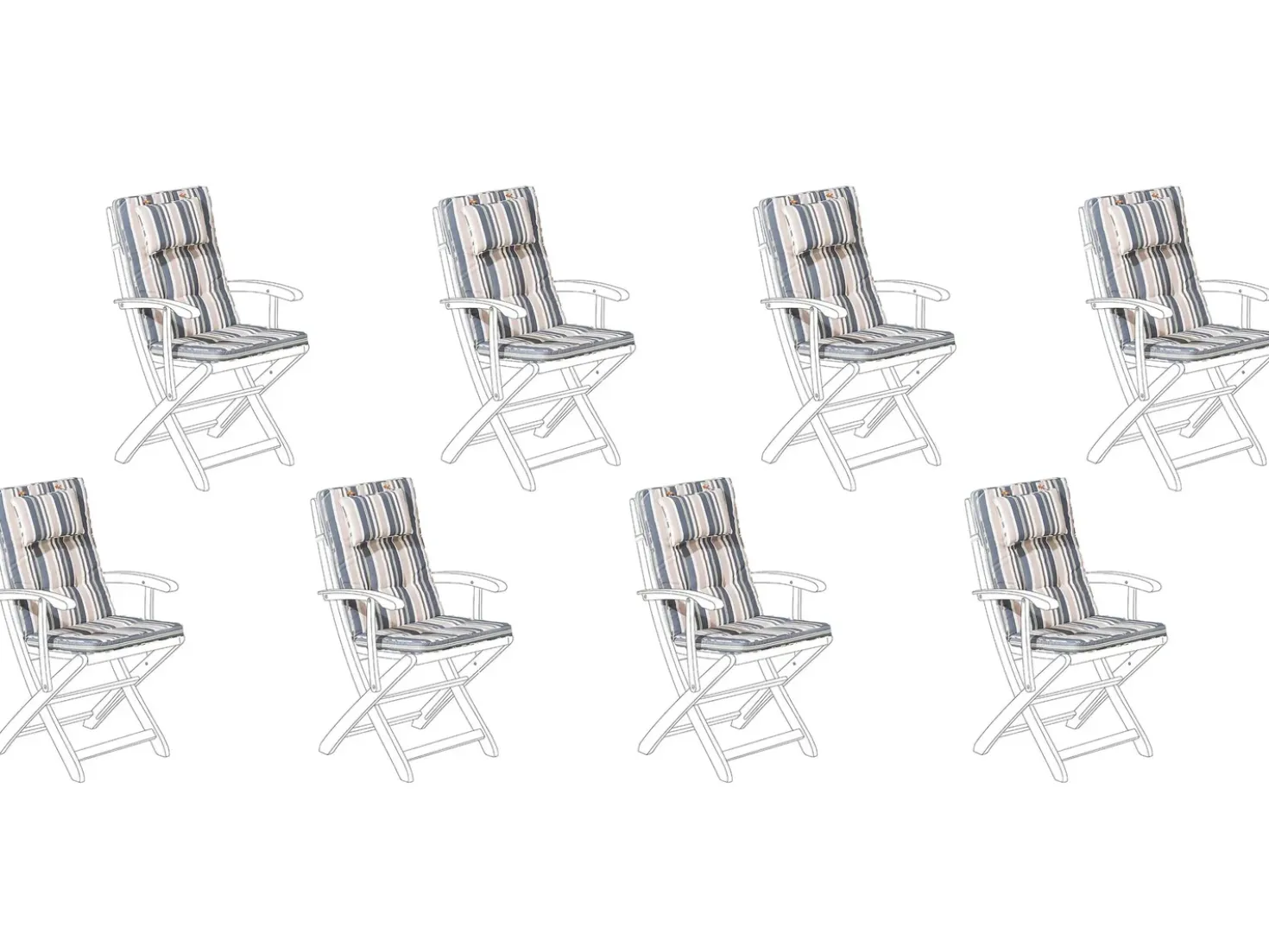 Set di 8 Cuscini Schiena/Seduta MAUI 40 x 54 cm Multicolore