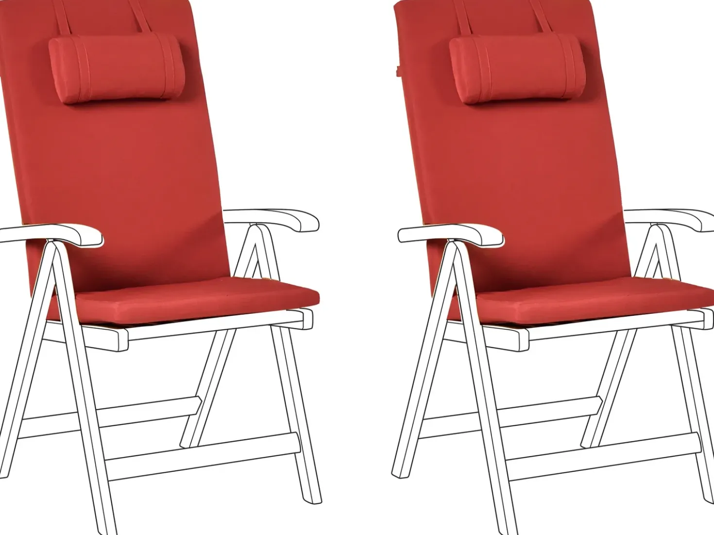 Set di 2 cuscini Schiena/Seduta JAVA/AMANTEA PREMIUM 50 x 71 cm Rosso