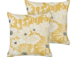 Set di 2 cuscini SCIRPUS Cotone 45 x 45 cm Giallo Trama floreale