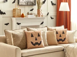 Set di 2 cuscini SEBES Velluto 45 x 45 cm Beige Trama astratta
