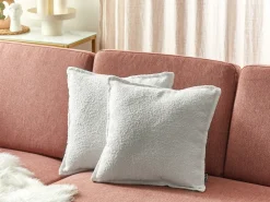 Set di 2 cuscini SENECIA Bouclé 45 x 45 cm Bianco sporco Tinta unita