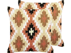 Set di 2 cuscini SERAMPORE Cotone 50 x 50 cm Multicolore Trama geometrica