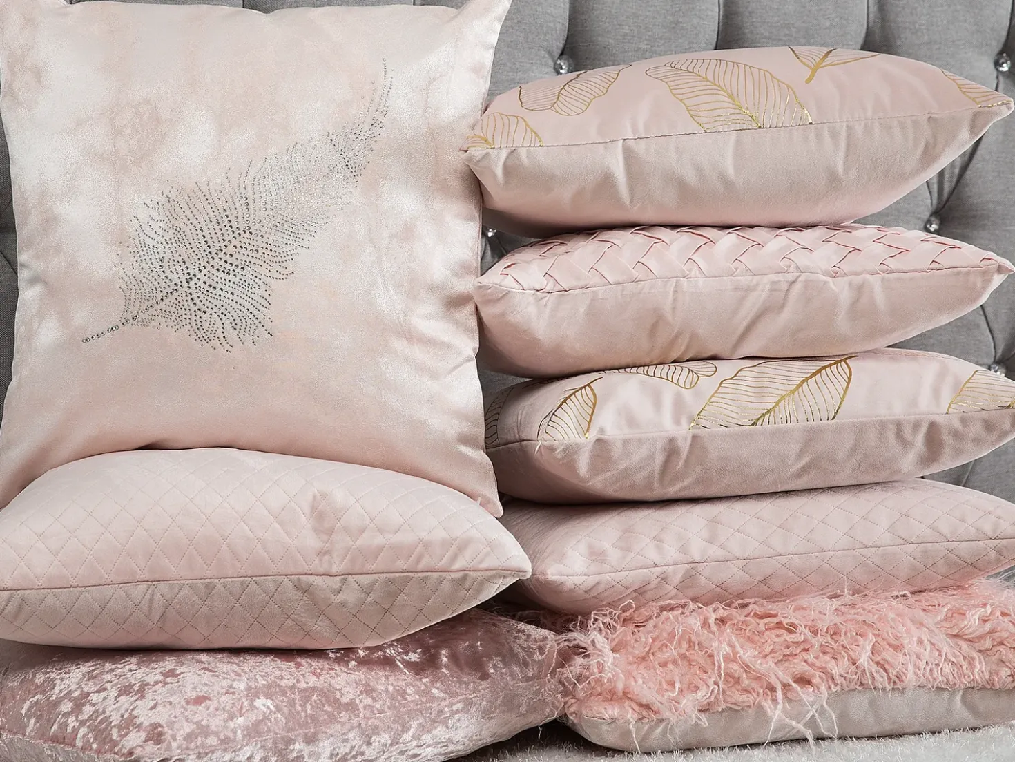 Set di 2 cuscini SILENE 45 x 45 cm Rosa Trama di piante