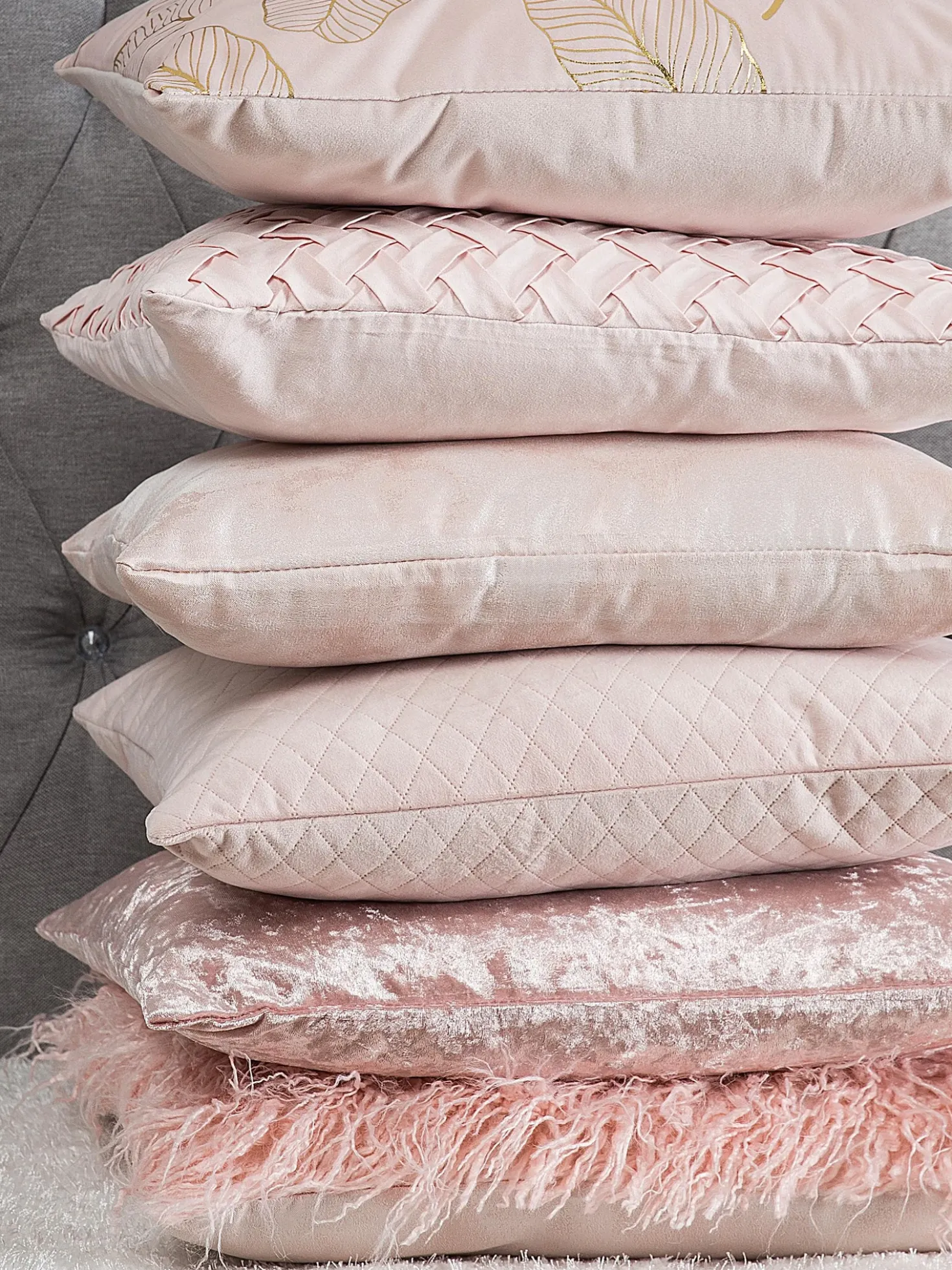Set di 2 cuscini SILENE 45 x 45 cm Rosa Trama di piante