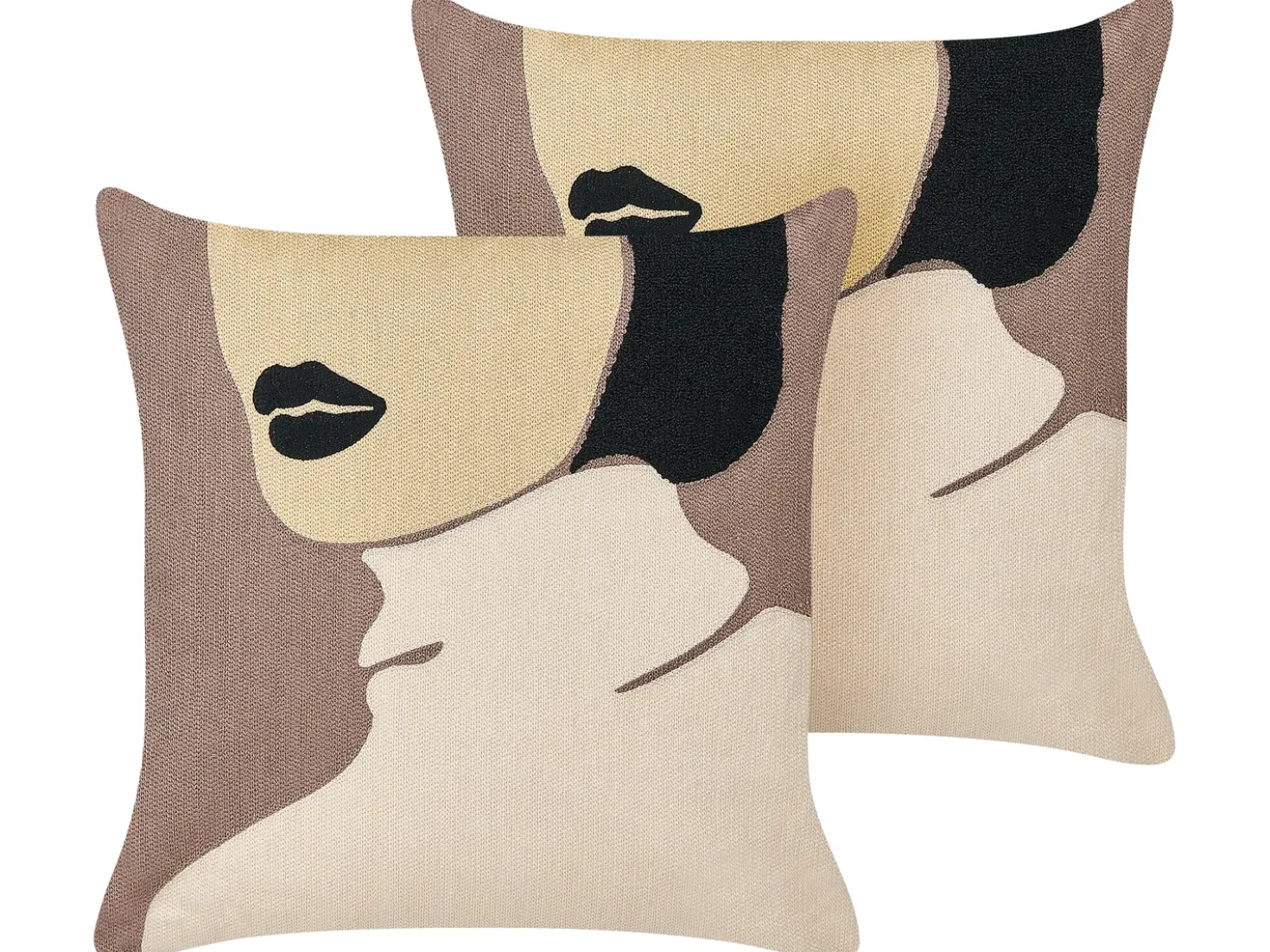 Set di 2 cuscini SILPHIUM Cotone 45 x 45 cm Marrone Trama astratta