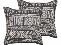 Set di 2 cuscini SIRVAN Cotone 45 x 45 cm Nero Trama geometrica