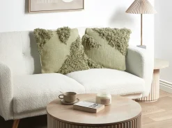 Set di 2 cuscini SOURWOOD Cotone 45 x 45 cm Verde chiaro Trama geometrica