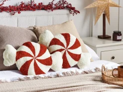 Set di 2 cuscini SPIRAL CANDY Bouclé 35 x 58 cm Bianco Modello natalizio