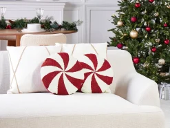 Set di 2 cuscini SWIRL CANDY Bouclé 40 x 40 cm Rosso