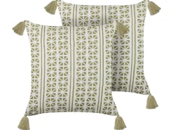 Set di 2 cuscini SYRINGA Cotone 45 x 45 cm Verde Trama geometrica