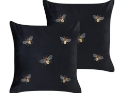 Set di 2 cuscini TALINUM Velluto 45 x 45 cm Nero Trama animale