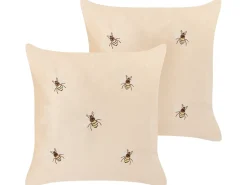 Set di 2 cuscini TALINUM Velluto 45 x 45 cm Beige Trama animale