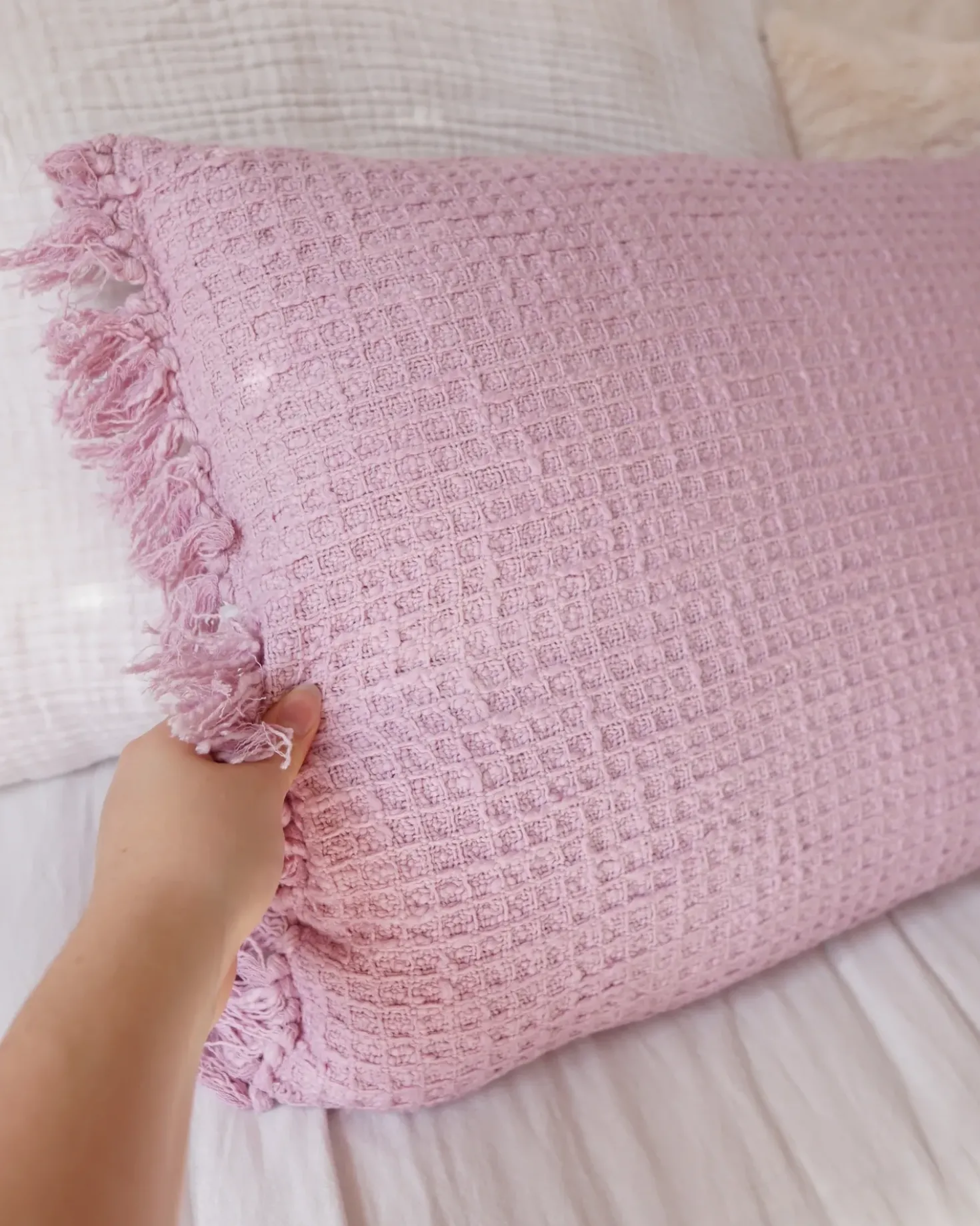 Set di 2 cuscini TANSY Cotone 40 x 60 cm Rosa Tinta unita