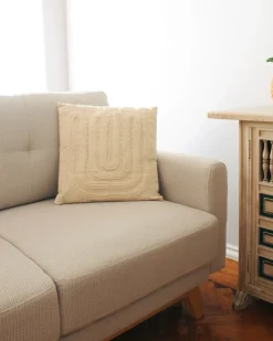 Set di 2 cuscini TATSOI Cotone 45 x 45 cm Beige Trama geometrica