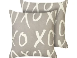 Set di 2 cuscini TELOPEA Cotone 45 x 45 cm Grigio Scritta