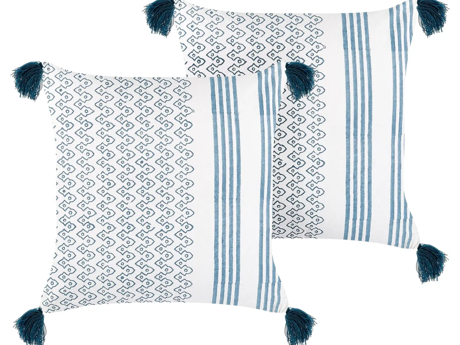 Set di 2 cuscini TILIA Cotone 45 x 45 cm Blu Trama geometrica