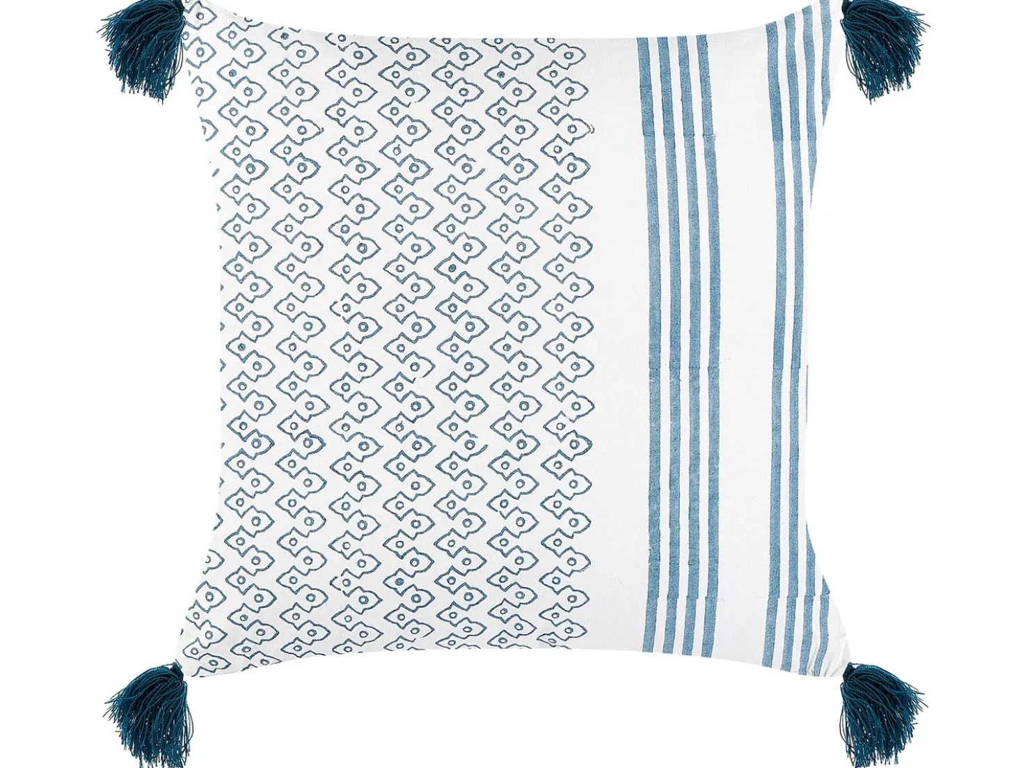 Set di 2 cuscini TILIA Cotone 45 x 45 cm Blu Trama geometrica