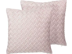 Set di 2 cuscini TITHONIA 45 x 45 cm Rosa Trama Chevron