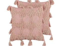 Set di 2 cuscini TORENIA Cotone 45 x 45 cm Rosa Trama geometrica