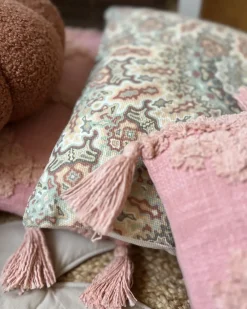 Set di 2 cuscini TORENIA Cotone 45 x 45 cm Rosa Trama geometrica