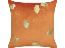 Set di 2 cuscini TULIP Velluto 45 x 45 cm Arancione Trama di piante