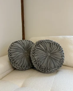 Set di 2 cuscini UDALA Velluto 40 x 40 cm Grigio Tinta unita