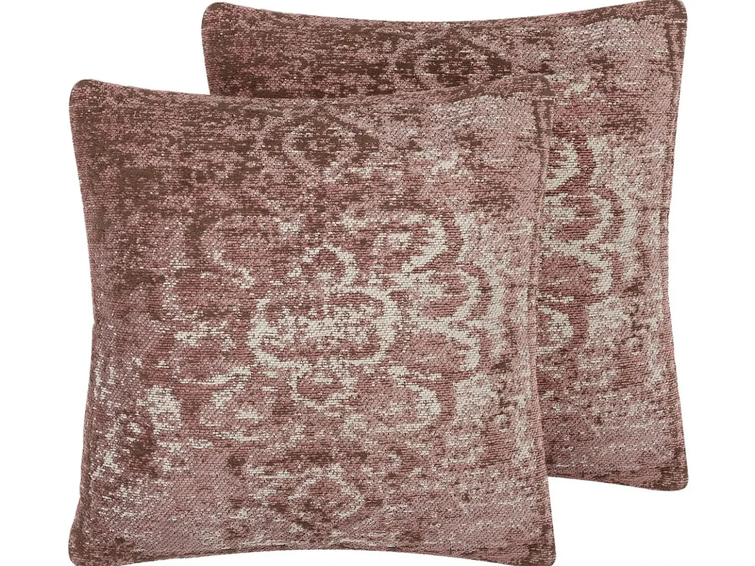 Set di 2 cuscini VAKAYAR Cotone 45 x 45 cm Rosa Trama floreale