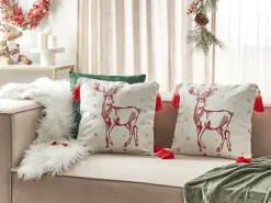 Set di 2 cuscini VALLOTA Cotone 45 x 45 cm Bianco Modello natalizio