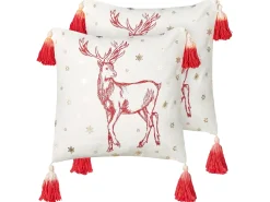 Set di 2 cuscini VALLOTA Cotone 45 x 45 cm Bianco Modello natalizio