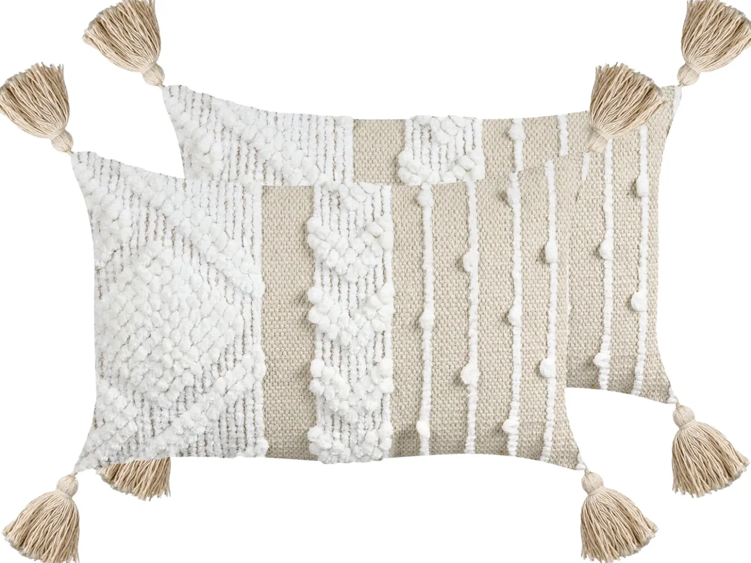 Set di 2 cuscini VALVARIA Cotone 30 x 50 cm Bianco sporco Trama Chevron