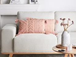 Set di 2 cuscini VALVARIA Cotone 30 x 50 cm Rosa pesca Trama Chevron
