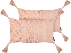 Set di 2 cuscini VALVARIA Cotone 30 x 50 cm Rosa pesca Trama Chevron
