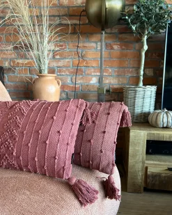 Set di 2 cuscini VALVARIA Cotone 30 x 50 cm Rosso Trama Chevron