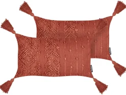 Set di 2 cuscini VALVARIA Cotone 30 x 50 cm Rosso Trama Chevron