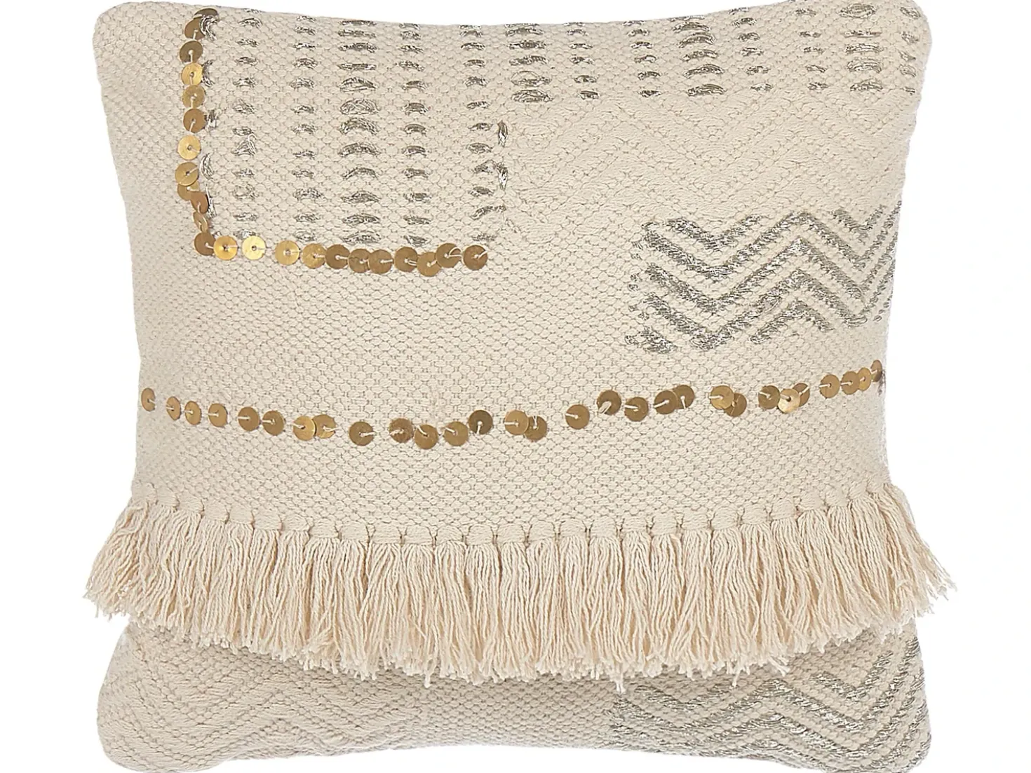Set di 2 cuscini VAYALI Cotone 45 x 45 cm Beige A strisce