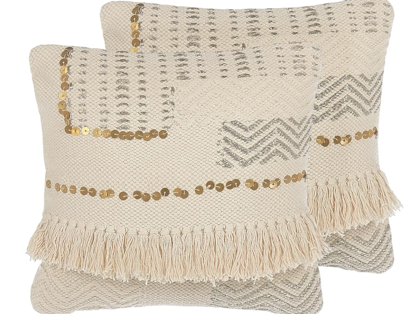 Set di 2 cuscini VAYALI Cotone 45 x 45 cm Beige A strisce