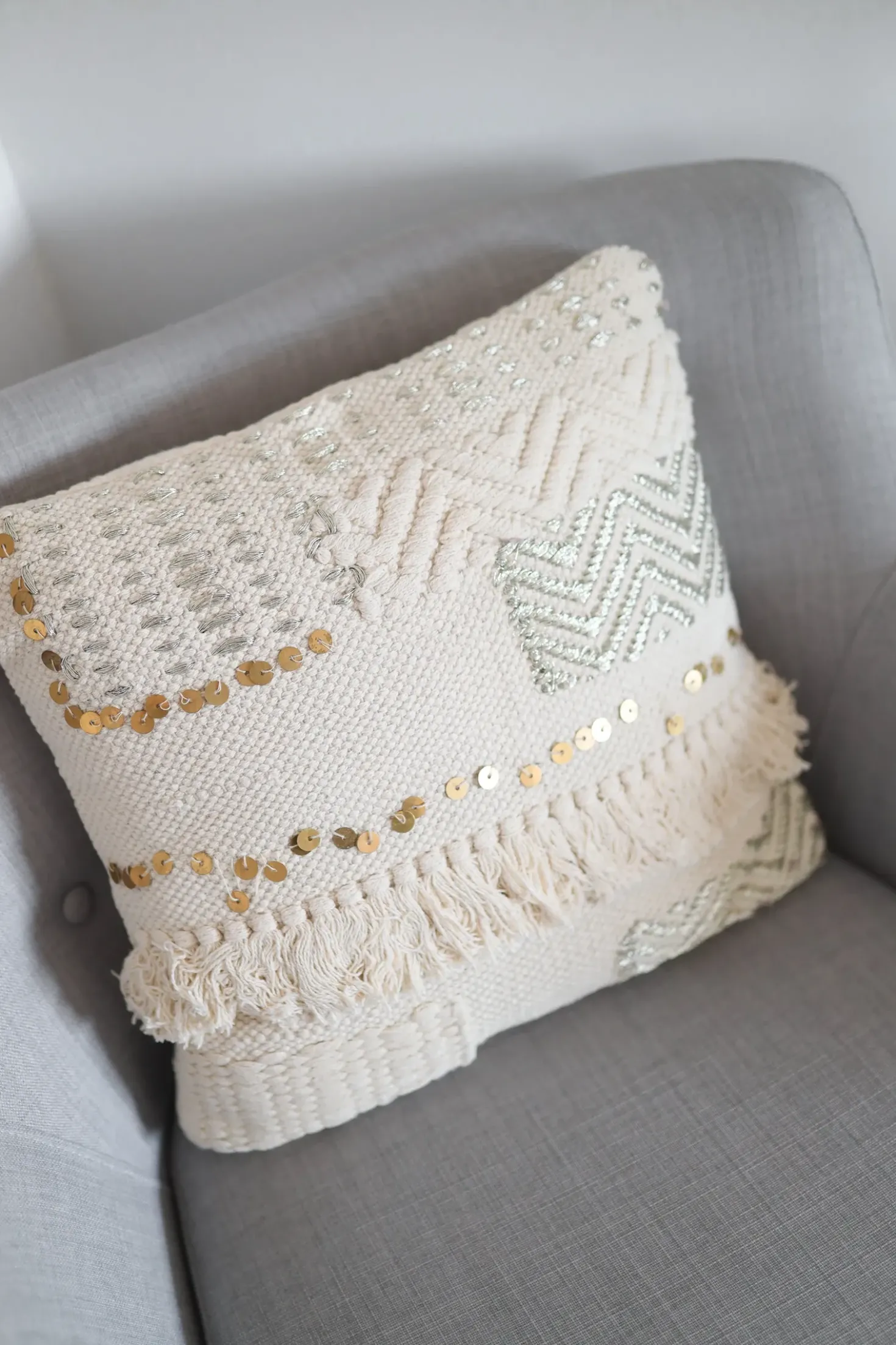 Set di 2 cuscini VAYALI Cotone 45 x 45 cm Beige A strisce