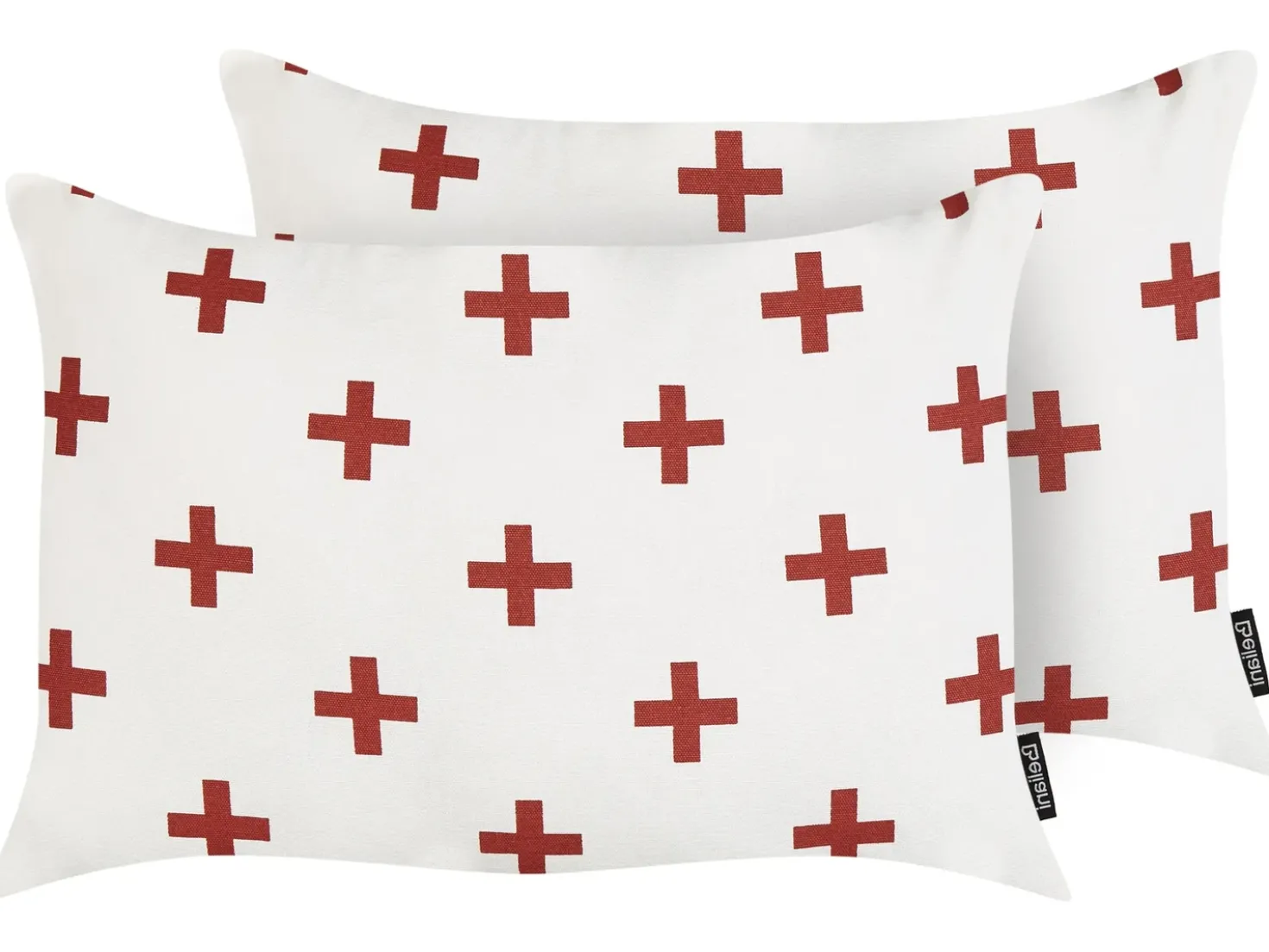 Set di 2 cuscini VELLEIA Cotone 50 x 35 cm Bianco Trama geometrica