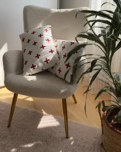 Set di 2 cuscini VELLEIA Cotone 50 x 35 cm Bianco Trama geometrica