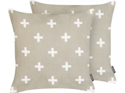 Set di 2 cuscini VELLEIA Cotone 45 x 45 cm Tortora Trama geometrica