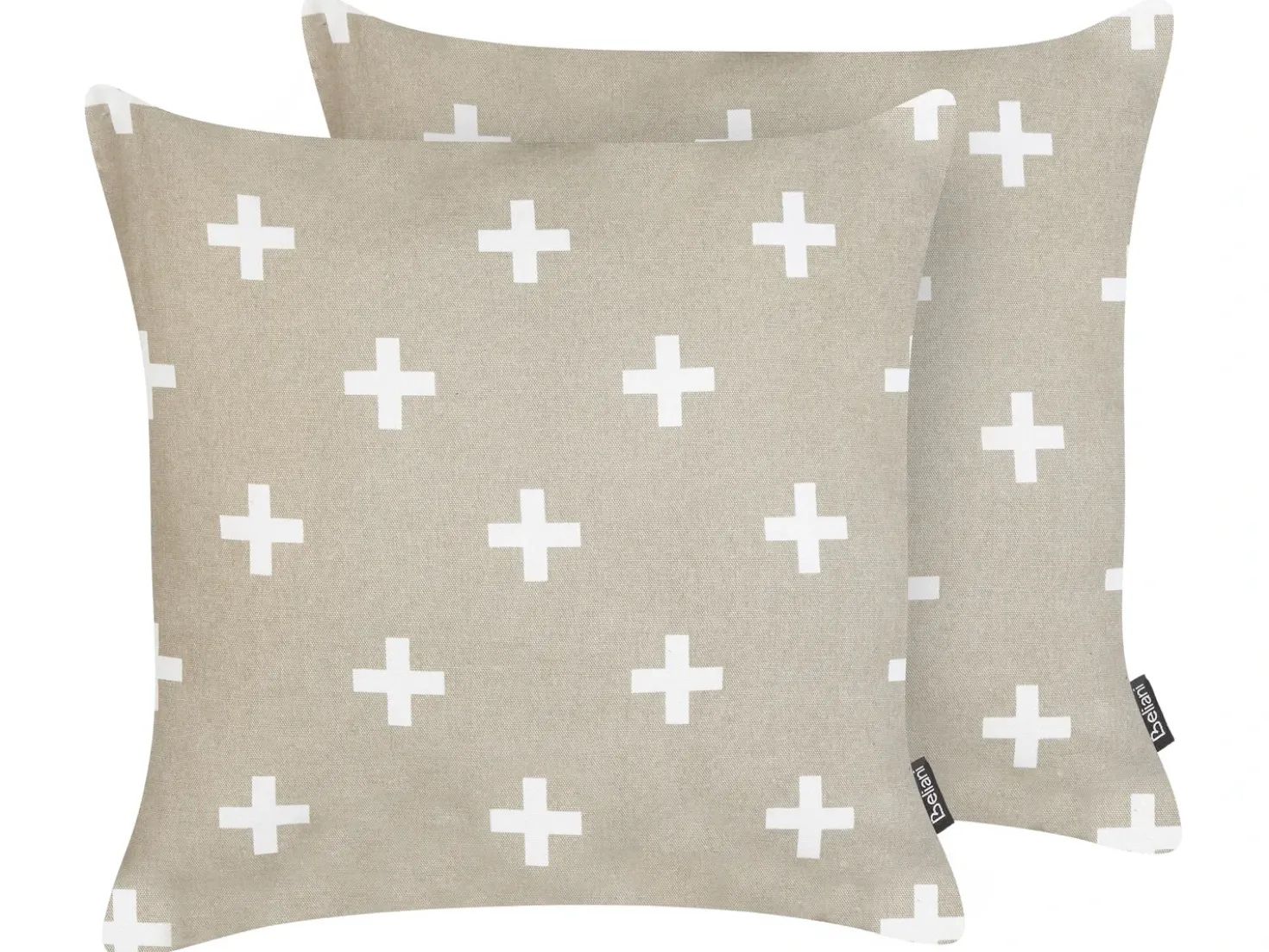 Set di 2 cuscini VELLEIA Cotone 45 x 45 cm Tortora Trama geometrica