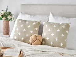 Set di 2 cuscini VELLEIA Cotone 45 x 45 cm Tortora Trama geometrica