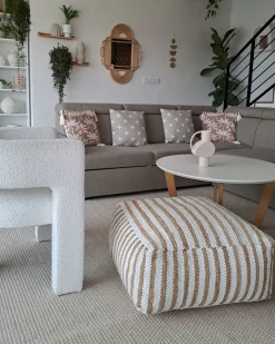 Set di 2 cuscini VELLEIA Cotone 45 x 45 cm Tortora Trama geometrica