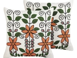 Set di 2 cuscini VELLORE Cotone 50 x 50 cm Multicolore Trama floreale