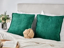 Set di 2 cuscini VERPIS Cotone 50 x 50 cm Verde smeraldo Tinta unita