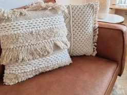 Set di 2 cuscini VILLUR Cotone 45 x 45 cm Beige A strisce