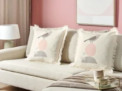 Set di 2 cuscini WATTLE 60 x 60 cm Beige chiaro Trama animale