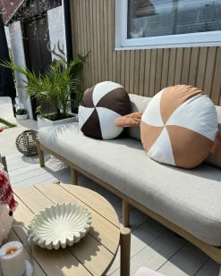 Set di 2 cuscini WHIRL CANDY Tessuto 60 x 60 cm Marrone/Bianco Modello natalizio